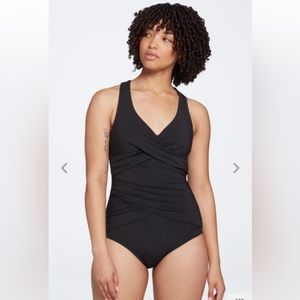 CALIA Women's Sculpt Wrapped One Piece Swimsuit in Black